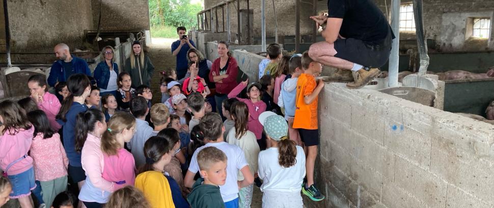 Les CE1-CE2 visitent la ferme de Mayrinhac.